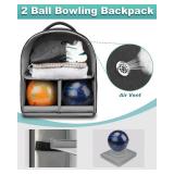 Bosynoy 2 Ball Bowling Backpack, Extra Large Bowling Ball Bag Totes with Protective Foam Padded, Accessory Pouch and Shoe Compartment Fits Up to Mens Size 16, Black