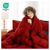 MUXHOMO 7 Pieces Queen Comforter Set, Reversible Bed in a Bag Queen Size, All Season Bedding Set with Comforter, Flat Sheet, Fitted Sheet, Pillowcases and Shams, Red and Black