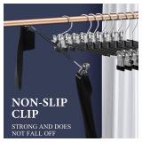HWAJAN Pants Hangers with Clips for Women 20 Pack Adjustable Heavy Duty Space Saving Skirt Hangers Non-Slip Trousers, Jeans Clothes ,Shorts Black,12Inch