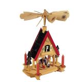 Kurt Adler Wood Alpine House Carousel with Candles, 12-Inch