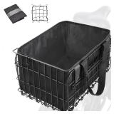 Zacro Bike Basket FrontRear, Folding Bicycle Basket with Removable Liner Bag, Large Quick Release Design Metal Ebike Basket for Adult WomenMen Carrying Dogs, Pets, Fruit and Grocery