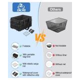 Zacro Bike Basket FrontRear, Folding Bicycle Basket with Removable Liner Bag, Large Quick Release Design Metal Ebike Basket for Adult WomenMen Carrying Dogs, Pets, Fruit and Grocery