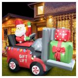 Inflatable Christmas Decoration 7FT Blow Up Santa Claus Driving Gift Lift Car with Presents Boxes Inflate Decor for Xmas, Holiday Party, Festive Winter Display, Party, Garden, Patio Home Décor