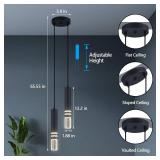 LIANGMH Pendant Lights Kitchen Island, Crystal Pendant Light Fixtures Mini 12W LED Modern Kitchen Pendant Lighting Over Sink and Living Room and Bedroom (Black 2 Light)