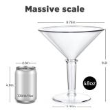 Unbreakable Giant Martini Glasses set of 2, 48 oz Plastic Cocktail Glasses, Jumbo, Reusable, BPA Free, Detachable, Perfect for Picnic, Beach and Patio Party, Appetizers, Birthday, Wedding and All Even