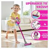 BLAXTEM 4-in-1 Kids Toy Vacuum That Works with Suction, Electric Toy Toddler Vacuum Cleaner for Children Ages 3 4 5 6+ Girls and Boys, Toddlers Toys Cleaning Set for Pretend Play (Rose Red)