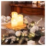 Valery Madelyn Pre-Lit Christmas Swag for Decorating Outdoor, 24 Inch Sliver White Mailbox Swag Decoration Teardrop with 20 LED Lights, Ball Ornaments for Front Door Stairway Window Shelf Xmas Decor