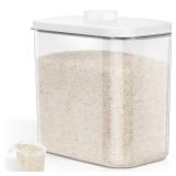 TBMax Large Rice Container 25 Lbs with Easy-Carrying Handles -12.7 Qt Flour Storage Container with Pop Up Lid and Hanging Hooks for Cleaner Use, Airtight Food Storage Bin for Kitchen Organization