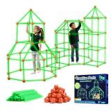 Tiny Land Glow Fort Building Kit for Kids Creative Fort Indoor and Outdoor Construction Toys with 86 Rods and 44 Balls for 5-12 Year Old Boys and Girls STEM Building Toy Gifts with Storage Bag