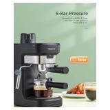Reemix Espresso Machine 6 Bar, Rich Crema Coffee Maker, Auto Pressure Relief, Compact Home Coffee Brewer?? Machine, Black