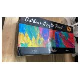 Nicpro 32 Colors Outdoor Acrylic Paint Bulk with Brush and Sponge, Knife, Non-Toxic Paint for Multi-surface Rock, Wood, Fabric, Leather, Crafts, Canvas, Shoes and Wall Painting