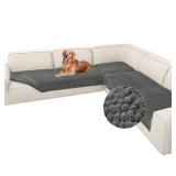 Arfntevss Corner Sectional Couch Covers Plush Chenille L Shape Sofa Cover Thick Soft Sofa Slipcovers 3 Pieces Anti Slip U Shaped Sectional Cover Fluffy Fuzzy Furniture Protector (X-Large, Dark Grey)
