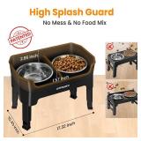 URPOWER 3-in-1 Elevated Dog Bowls - Mess Proof Double Deck 4 Height Adjustable Raised Stand with 2 Stainless Steel Food Bowls and Licking Plate for Small, Medium and Large Dogs