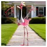 Natelf Flamingo Metal Yard Art Garden Sculpture Flamingo Outdoor Decorations Large Garden Statues for Yard Patio, Porch, Home for Women, Mom, Grandma