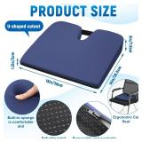 2 Pcs Wedge Seat Cushion for Coccyx 15\ Gradual Slope Sciatica Tailbone Cushion with Washable Cover Soft Foam Pad for Pain Relief Driving Office Chairs Recliner Wheelchair, Bluein
