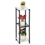 Dipion Extra Tall Plant Stand Indoor,40 Inch Plant Stands,3 Tier Metal Plant Stand with Heavy Duty Wood and Metal Mesh Shelf,Marble White and Black