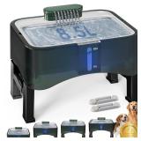 UPSKY 2.25Gal Elevated Dog Water Fountain, 4 Heights Adjustable Pet Fountain for All Dog Sizes, 304 Stainless Steel Tray Indoor Drinking Dispenser with Ultra-Quiet Pump and 4 Replacement Filters Green