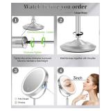 vpu Makeup Mirror with Lights, 1X30X Lighted Magnifying Mirror Height Adjustable, 3000mAh Rechargeable Double Sided Vanity Mirrors with 3 LED Lighting and Adjustable Brightness for Desk Women Gift