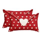 AVOIN colorlife Valentinefts Day Envelope Throw Pillow Cover, 12 x 20 Inch White Heart Red Anniversary Wedding Cushion Case Decoration for Sofa Couch Set of 2