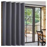 DWCN Room Divider Blackout Curtain Thermal Grommet Panel with Top for Bedroom Partition, Patio Sliding Door Curtains - Extra Wide Curtains for Glass Door, 6.7ft Wide x 7ft Tall, Dark Grey