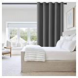 DWCN Room Divider Blackout Curtain Thermal Grommet Panel with Top for Bedroom Partition, Patio Sliding Door Curtains - Extra Wide Curtains for Glass Door, 6.7ft Wide x 7ft Tall, Dark Grey