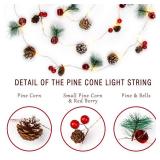 Christmas Decorations Indoor-10FT Enchanting Christmas Garland with 30 LED Lights Battery Operated-Realistic Red Berries and Pine Cones Decor for Tree,Fireplace Mantel,Indoor Holiday Home Decor