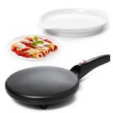 Moss and Stone Electric Crepe Maker  8 Portable Crepe Pan Nonstick with Dipping Plate, Auto Shut-Off, OnOff Switch, Even Heating and One Automatic Temperature Control  Compact Crepe Maker
