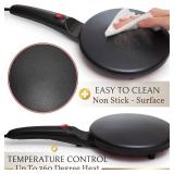 Moss and Stone Electric Crepe Maker  8 Portable Crepe Pan Nonstick with Dipping Plate, Auto Shut-Off, OnOff Switch, Even Heating and One Automatic Temperature Control  Compact Crepe Maker