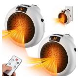 Meonum 2 Pack Small Space Heater, 500W Portable Electric Small Heater with Adjustable Thermostat and Timer, Overheat Protection and LED Display, Quiet Space Heater for Office Desk Indoor Use (White)