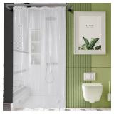 AmazerBath Stall Shower Curtain 54x78, Clear Plastic, Thick PEVA, Heavy Duty with 2 Weighted Stones and 9 Grommets