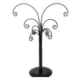 Ornament Tree Display Stand Wire Tree  10.6 Inch Black Rotating Wrought Iron Tabletop Holder with Multiple Hooks for Hanging Glass Ornaments, Balls, Jewelry, and Small Craft Items  Decorative Rack
