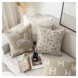 Croker Horse 20x20ftft Inches Throw Pillow Cushion Cover - Pig Nose Horseshoe Pattern Chenille Jacquard Embroidery Luxury Modern Style Couch Sofa Pillow for Living Room Bedroom