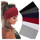 Sefiinh Wide Headbands For Women Stretch Headband Boho Head Bands Womenfts Hair Band Turban Workout Hairband Accessories 6 Pack