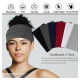 Sefiinh Wide Headbands For Women Stretch Headband Boho Head Bands Womenfts Hair Band Turban Workout Hairband Accessories 6 Pack