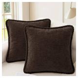 CaliTime Decorative Couch Throw Pillow Covers 18 X 18 Inches Pack of 2 Cozy Chenille Piping Edge Cushion Cases for Sofa Bed Living Room Home Coffee