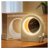 blonbar Sunrise Alarm Clocks for Bedrooms, Stepless Dimmable Moon Lamp Dual Alarm Clock with 12Levels Volume for Heavy Sleepers, 10 Natural Sounds with 306090mins Timer, Gifts for Women