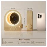 blonbar Sunrise Alarm Clocks for Bedrooms, Stepless Dimmable Moon Lamp Dual Alarm Clock with 12Levels Volume for Heavy Sleepers, 10 Natural Sounds with 306090mins Timer, Gifts for Women