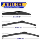 3 wipers Replacement for 2013-2018 Toyota RAV4, Windshield Wiper Blades Original Equipment Replacement - 26\16\in10\in (Set of 3) UJ HOOKin