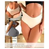 Sth Big High Waisted Seamless Underwear for Women No Show Panties Cheeky Scalloped Edge Bikini Breathable Briefs 6 Pack, X-Small