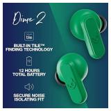 Skullcandy Dime 2 Wireless Earbuds, Bluetooth Headphones, Noise Isolating Fit, Up to 12 Hours Battery, Microphone for iPhone Android, Easy Carry with Integrated Lanyard - Dark BlueGreen