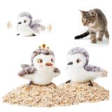 Potaroma Cat Toys 2 Pcs Flapping Sandpiper Pair-Mate, Lifelike Birds Chirp, Chargeable Touch Activated Kitten Fun Interactive Kitty Exercise with Catnip for All Breeds