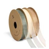 Vitalizart Organza Ribbon 38\ x 30 Yd Cream White Rose Gold and Dusty Green Sheer Ribbons for Gift Wrapping Crafts Christmas Party Decor Bows Wedding Invitations Wreaths Bouquetin