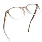 LifeArt Blue Light Blocking Glasses, Computer Reading Glasses, Gaming Glasses with Spring Hinge, TV Glasses for Women Men, Anti Glare (Clear Brown, 0.50 Magnification)