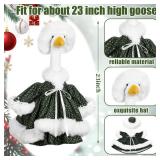 Suzile Winter Christmas Goose Outfit Dresses Clothes for 23\ High Cement or Plastic Porch Goose Costume for Yard Lawn Outdoor Garden Patio Statue Xmas Santa Holiday Decorin