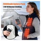 Whsahans 20000mah 7.4V Battery Pack for Heated Vests Jackets Suit for ORORO,Venustas, 5V2A Rechargeable Power Bank for Heated Vests Jackets Hoodies Pants Coat for Men Women Heating Vest