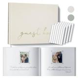 BVSSX Wedding Guest Book With Clear Photo Corners Stickers - Linen Photo Guestbook to Sign at Bridal Shower or Wedding Reception Party - 100 Pages