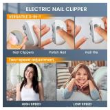 MOSKESON Electric Nail Clipper: 3-in-1 Automatic Fingernail Trimmer, Polisher and Clip Storage with LED Light, USB Rechargeable and 2 Speed Gears Automatic Safety Nails Cutter for Baby Kids Adult (Whi