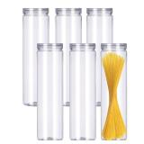GRZJOPP 6Pcs Spaghetti Pasta Storage Containers with Lids,Tall Clear Pasta Storage Containe for Noodles Flour Cereal Sugar Beans, Spaghetti Pantry Container