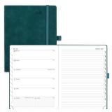 POPRUN Weekly Planner 2026 (Medium 6.5\ x 8.5\in) Calendar 12 Months Notebook with Horizontal Layout, Leather Soft Cover, Monthly Tabs, Inner Pocket, 100GSM Thick Paper, Pen Holder - Petrol Greenin