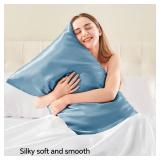 BEDELITE Satin Pillowcase with Zipper 2 Pack, Airy Blue Pillow Cases Standard Size, Super Soft and Cooling Similar to Silk Pillow Cases, Gift for Women Men(20x26 Inches)